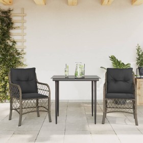 Sillas y mesita de jardín con cojines 3 piezas ratán PE gris de , Conjuntos de jardín - Ref: Foro24-3212124, Precio: 308,44 €...