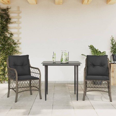 Sillas y mesita de jardín con cojines 3 piezas ratán PE gris de , Conjuntos de jardín - Ref: Foro24-3212124, Precio: 308,44 €...
