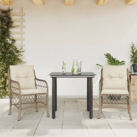 Sillas y mesita de jardín 3 piezas ratán sintético cojín beige de , Conjuntos de jardín - Ref: Foro24-3212145, Precio: 283,53...