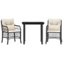 Mesita y sillas con cojines 3 piezas ratán sintético negro de , Conjuntos de jardín - Ref: Foro24-3212089, Precio: 276,38 €, ...