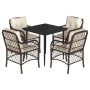 Set comedor de jardín 5 piezas y cojines ratán sintético marrón de , Conjuntos de jardín - Ref: Foro24-3212111, Precio: 450,3...
