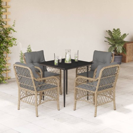 Set comedor de jardín 5 pzas con cojines ratán sintético beige de , Conjuntos de jardín - Ref: Foro24-3212153, Precio: 528,58...