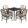 Set comedor de jardín 5 piezas y cojines ratán sintético marrón de , Conjuntos de jardín - Ref: Foro24-3212118, Precio: 431,9...
