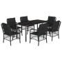 Set de comedor de jardín 7 pzas y cojines ratán sintético negro de , Conjuntos de jardín - Ref: Foro24-3212107, Precio: 672,1...