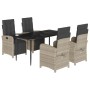 Set comedor de jardín 5 pzas cojines ratán sintético gris claro de , Conjuntos de jardín - Ref: Foro24-3212601, Precio: 652,8...
