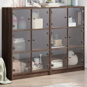 Estantería con puertas madera marrón roble 136x37x109 cm de , Aparadores - Ref: Foro24-3206516, Precio: 237,87 €, Descuento: %