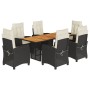 Set de comedor de jardín 7 pzas y cojines ratán sintético negro de , Conjuntos de jardín - Ref: Foro24-3212704, Precio: 834,7...