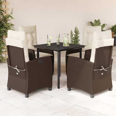 Set comedor de jardín 5 piezas y cojines ratán sintético marrón de , Conjuntos de jardín - Ref: Foro24-3212773, Precio: 612,4...