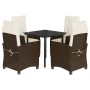 Set comedor de jardín 5 piezas y cojines ratán sintético marrón de , Conjuntos de jardín - Ref: Foro24-3212773, Precio: 612,4...
