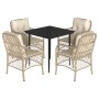 Set comedor de jardín 5 pzas con cojines ratán sintético beige de , Conjuntos de jardín - Ref: Foro24-3212139, Precio: 495,19...