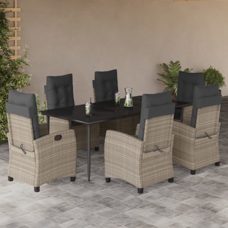 Set comedor jardín 7 pzas y cojines ratán sintético gris claro de , Conjuntos de jardín - Ref: Foro24-3212849, Precio: 936,49...