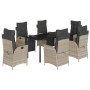 Set comedor jardín 7 pzas y cojines ratán sintético gris claro de , Conjuntos de jardín - Ref: Foro24-3213473, Precio: 1,00 €...