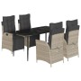 Set comedor de jardín 5 pzas cojines ratán sintético gris claro de , Conjuntos de jardín - Ref: Foro24-3213465, Precio: 604,8...