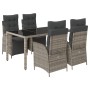 Set comedor de jardín 5 piezas con cojines ratán sintético gris de , Conjuntos de jardín - Ref: Foro24-3213328, Precio: 640,1...