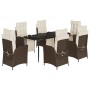 Set comedor de jardín 7 pzas con cojines ratán sintético marrón de , Conjuntos de jardín - Ref: Foro24-3213410, Precio: 972,3...