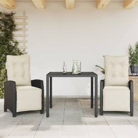 Set comedor de jardín 3 pzas con cojines ratán sintético negro de , Conjuntos de jardín - Ref: Foro24-3212882, Precio: 339,76...