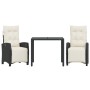 Set comedor de jardín 3 pzas con cojines ratán sintético negro de , Conjuntos de jardín - Ref: Foro24-3212882, Precio: 339,76...