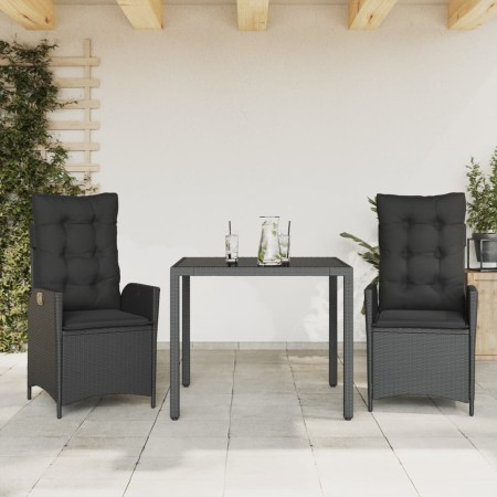 Set comedor de jardín 3 pzas con cojines ratán sintético negro de , Conjuntos de jardín - Ref: Foro24-3213067, Precio: 355,49...