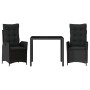 Set comedor de jardín 3 pzas con cojines ratán sintético negro de , Conjuntos de jardín - Ref: Foro24-3213067, Precio: 355,49...