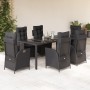 Set de comedor de jardín 7 pzas y cojines ratán sintético negro de , Conjuntos de jardín - Ref: Foro24-3213073, Precio: 832,8...