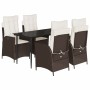 Set comedor de jardín 5 piezas y cojines ratán sintético marrón de , Conjuntos de jardín - Ref: Foro24-3213197, Precio: 621,2...