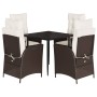 Set comedor de jardín 5 piezas y cojines ratán sintético marrón de , Conjuntos de jardín - Ref: Foro24-3213195, Precio: 606,2...