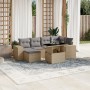 Set sofás de jardín 7 piezas y cojines ratán sintético beige en Conjuntos de jardín | Comprar online en Foru.es