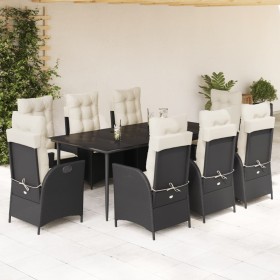 Set de comedor de jardín 9 pzas y cojines ratán sintético negro de , Conjuntos de jardín - Ref: Foro24-3213162, Precio: 1,00 ...