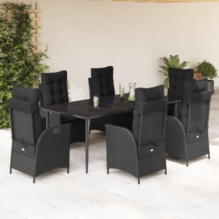 Set de comedor de jardín 7 pzas y cojines ratán sintético negro de , Conjuntos de jardín - Ref: Foro24-3213181, Precio: 911,1...