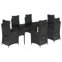 Set de comedor de jardín 7 pzas y cojines ratán sintético negro de , Conjuntos de jardín - Ref: Foro24-3213181, Precio: 911,1...