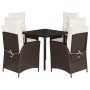 Set comedor de jardín 5 piezas y cojines ratán sintético marrón de , Conjuntos de jardín - Ref: Foro24-3213205, Precio: 581,0...