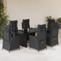Set de comedor de jardín 7 pzas y cojines ratán sintético negro de , Conjuntos de jardín - Ref: Foro24-3213115, Precio: 814,7...