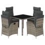Set comedor de jardín 5 piezas con cojines ratán sintético gris de , Conjuntos de jardín - Ref: Foro24-3213078, Precio: 670,9...