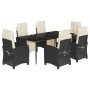 Set de comedor de jardín 7 pzas y cojines ratán sintético negro de , Conjuntos de jardín - Ref: Foro24-3212951, Precio: 994,7...