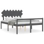 Cama de matrimonio personas mayores cabecero madera maciza gris de vidaXL, Camas y somieres - Ref: Foro24-3195553, Precio: 16...