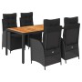 Set de muebles jardín 5 pzas con cojines ratán sintético negro de , Conjuntos de jardín - Ref: Foro24-3213340, Precio: 656,95...
