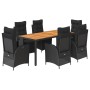 Set de comedor de jardín 7 pzas y cojines ratán sintético negro de , Conjuntos de jardín - Ref: Foro24-3213342, Precio: 919,1...