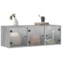 Mueble de pared puertas de vidrio gris Sonoma 102x37x35 cm de , Taquillas y armarios de almacenamiento - Ref: Foro24-836516, ...