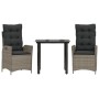 Set comedor de jardín 3 piezas con cojines ratán sintético gris de , Conjuntos de jardín - Ref: Foro24-3213224, Precio: 340,2...