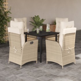 Set comedor de jardín 5 pzas con cojines ratán sintético beige de , Conjuntos de jardín - Ref: Foro24-3213245, Precio: 598,32...