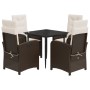 Set comedor de jardín 5 piezas y cojines ratán sintético marrón de , Conjuntos de jardín - Ref: Foro24-3212331, Precio: 609,2...