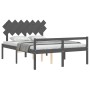 Cama de matrimonio personas mayores cabecero madera maciza gris de vidaXL, Camas y somieres - Ref: Foro24-3195553, Precio: 16...