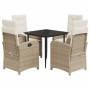 Set comedor de jardín 5 pzas con cojines ratán sintético beige de , Conjuntos de jardín - Ref: Foro24-3212371, Precio: 532,33...