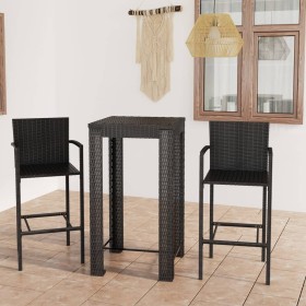 Muebles de bar jardín 3 pzas ratán sintético reposabrazos negro de , Conjuntos de jardín - Ref: Foro24-3064805, Precio: 318,6...