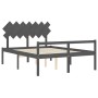 Cama de matrimonio personas mayores cabecero madera maciza gris de vidaXL, Camas y somieres - Ref: Foro24-3195553, Precio: 16...