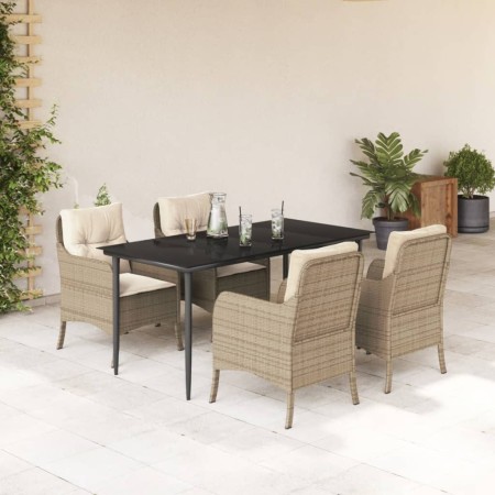 Set comedor de jardín 5 pzas con cojines ratán sintético beige de , Conjuntos de jardín - Ref: Foro24-3211965, Precio: 591,38...
