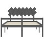 Cama de matrimonio personas mayores cabecero madera maciza gris de vidaXL, Camas y somieres - Ref: Foro24-3195553, Precio: 16...