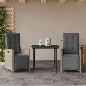 Sillas y mesita de jardín 3 piezas ratán sintético cojín gris de , Conjuntos de jardín - Ref: Foro24-3212598, Precio: 384,74 ...