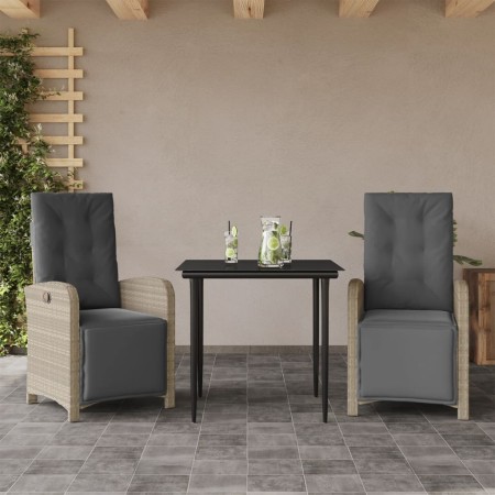 Sillas y mesita de jardín 3 piezas ratán sintético cojín gris de , Conjuntos de jardín - Ref: Foro24-3212598, Precio: 384,74 ...