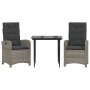 Set comedor de jardín 3 piezas con cojines ratán sintético gris de , Conjuntos de jardín - Ref: Foro24-3212350, Precio: 323,5...
